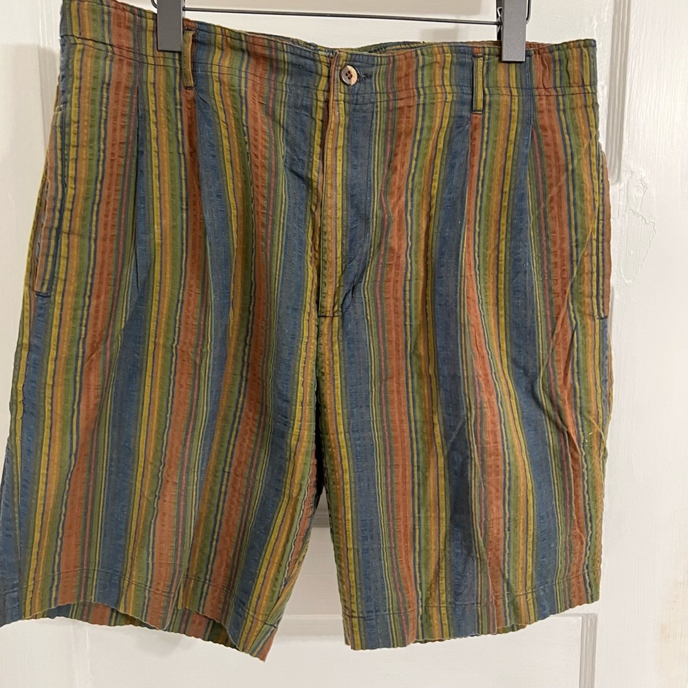 Baxter Brand Shorts Men’s 36 Natural Clothing Striped Green Cotton